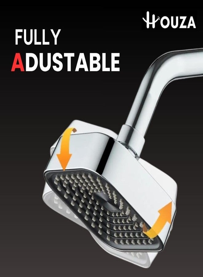 Houza Bathroom Shower Head - 4x4 Inch Square Design with 7-Inch Arm, with Smooth Water Flow and Quick DIY Installation - Image 3